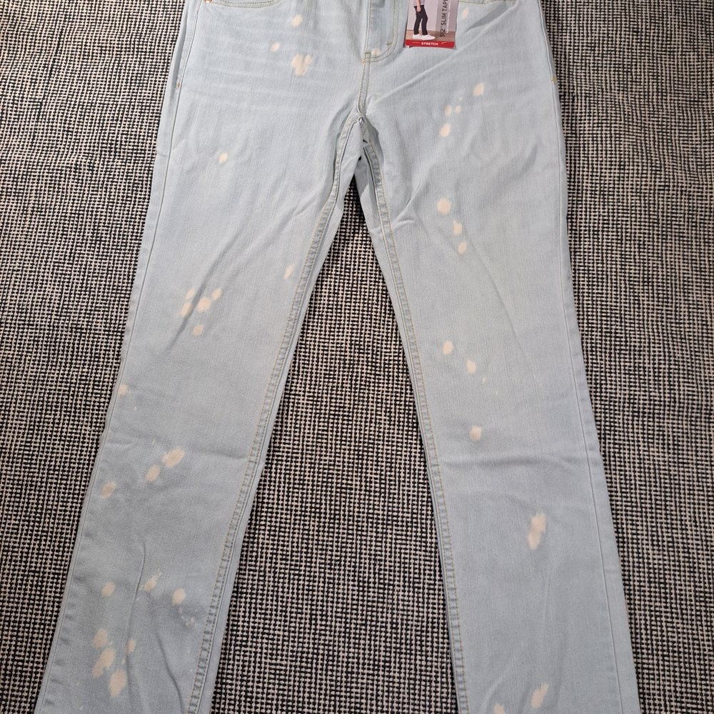 Levi's Light Blue Bleach-Splatter Slim Taper Strech Jeans